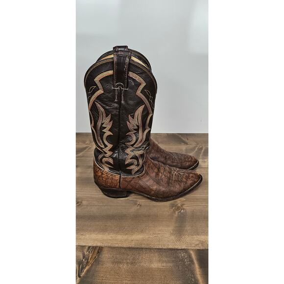 Justin's leather boots men's size 9.5 imperfect western cowboy style 8052 - Picture 3 of 12